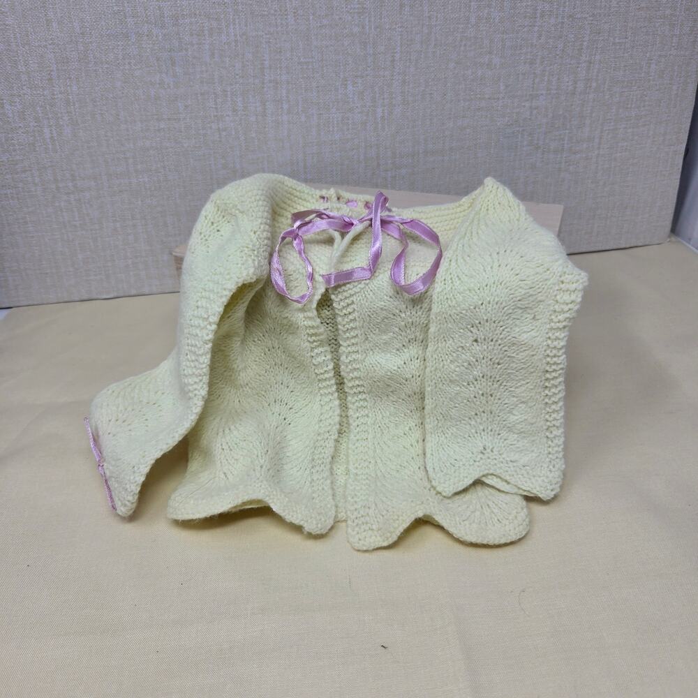 Vintage Baby Cream Cat Cardigan & Booties Set